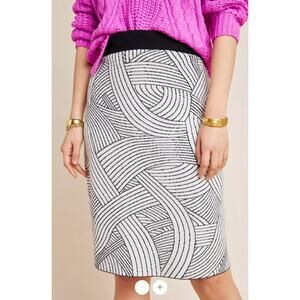 EUC MAEVE Anthropologie Women's B/W Stretch Jovana Sweater Knit Pencil Skirt S